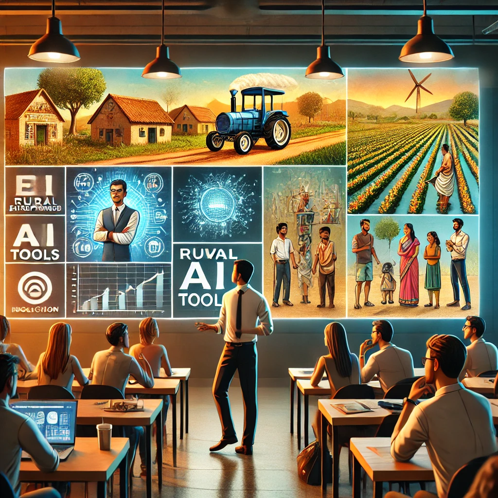 MBA student presenting an AI-generated video script about contributing to the nation.